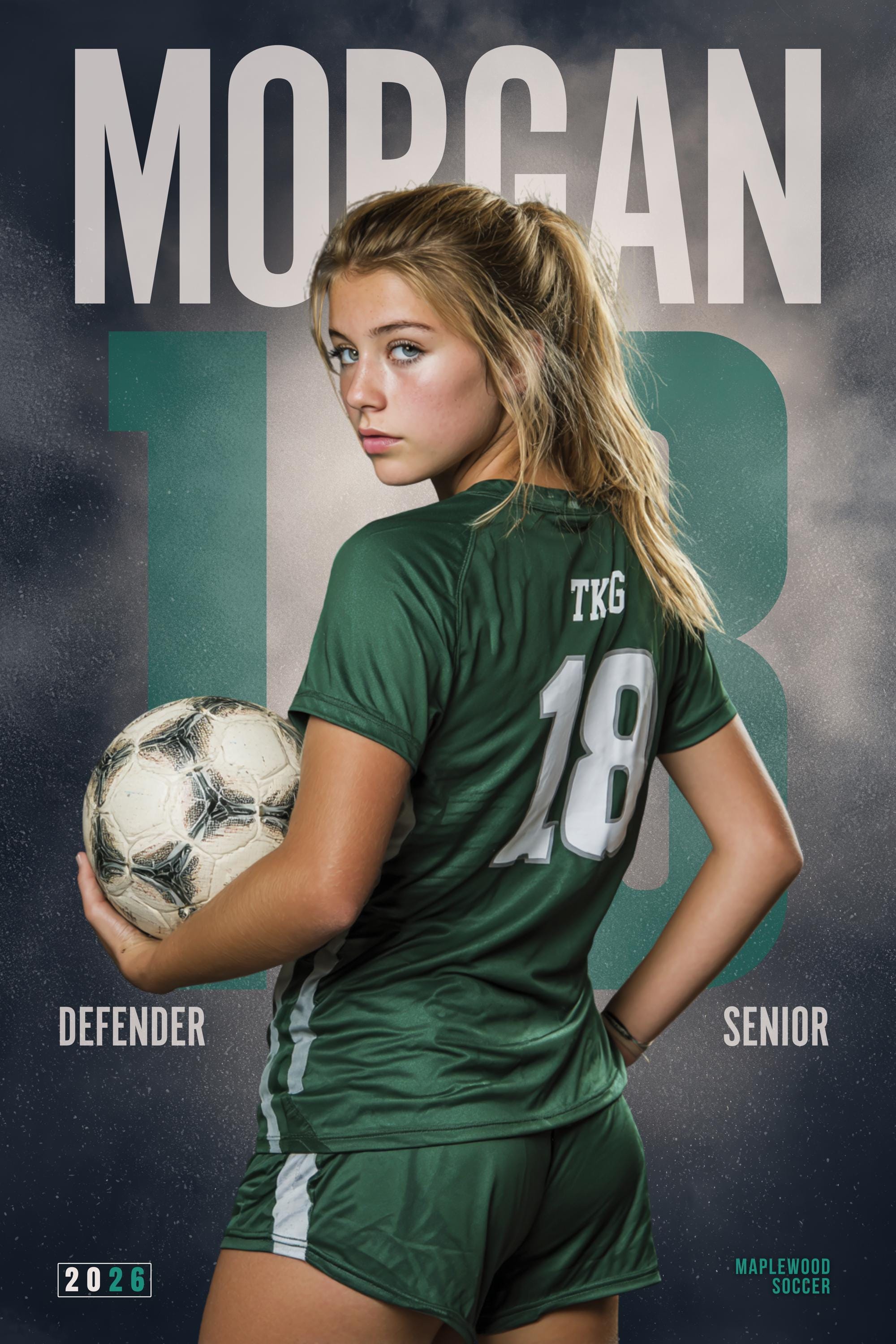 Oversized Number Soccer Poster Template | Editable in Canva | 2:3