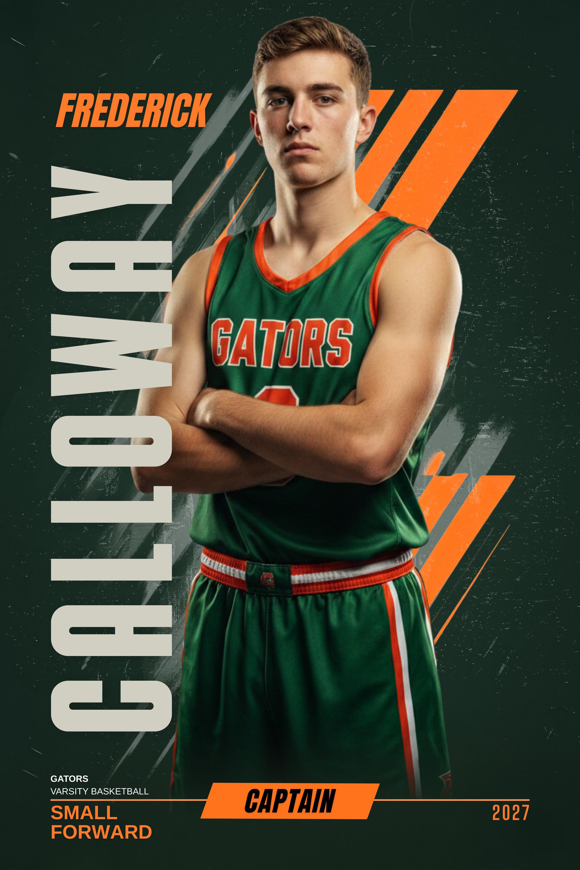 Graphic Stripe Basketball Poster Template | Editable in Canva | 2:3