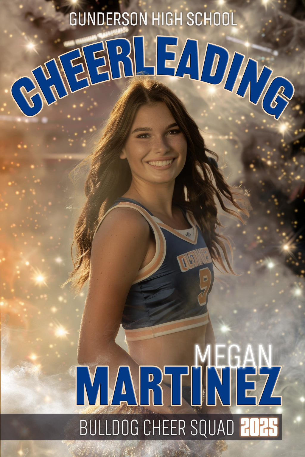 Smoke & Sparkles Cheerleader Poster Template | Editable in Photoshop | 2:3