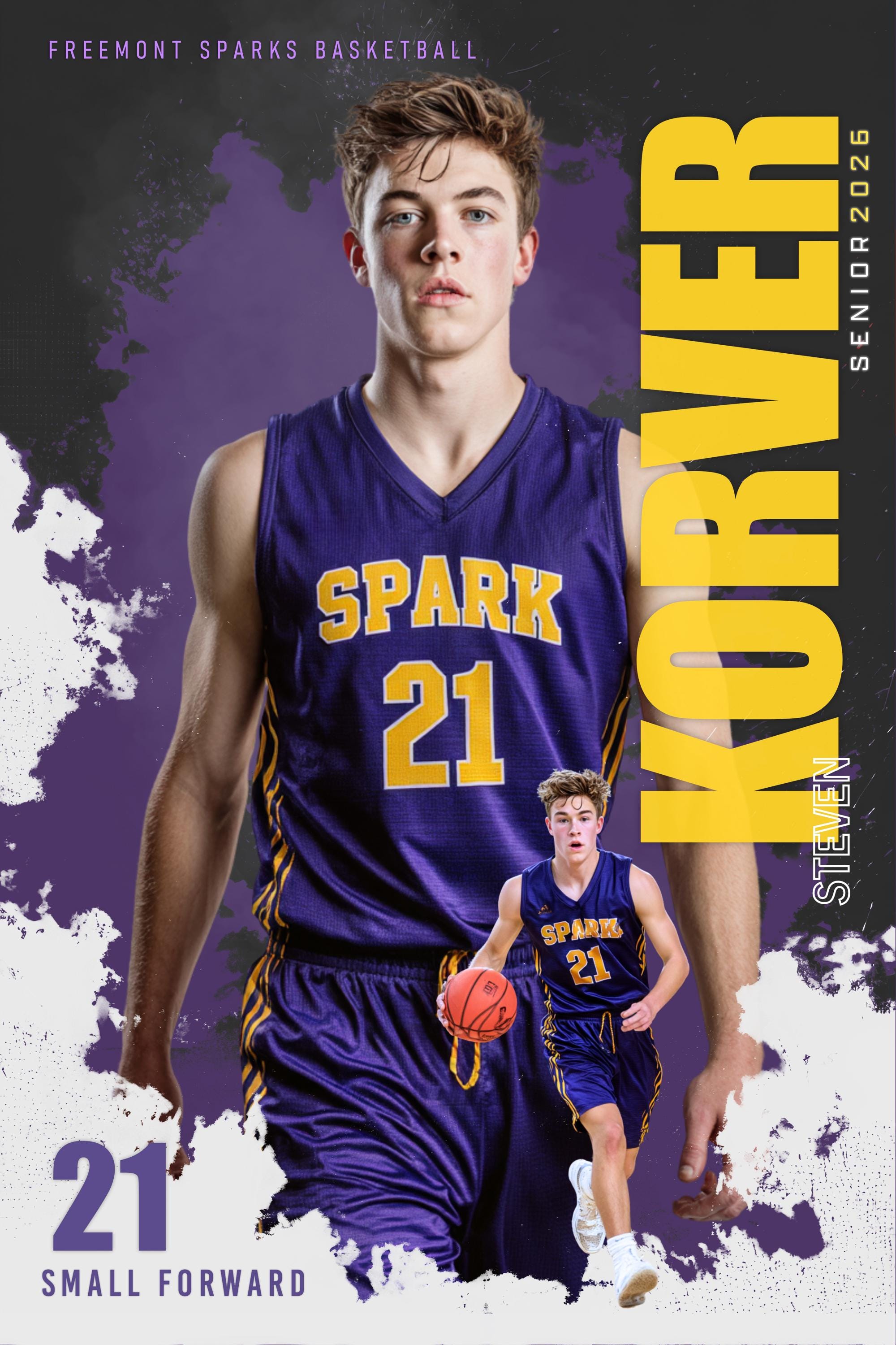 Color Splash Basketball Poster Template | Editable in Photoshop | 2:3