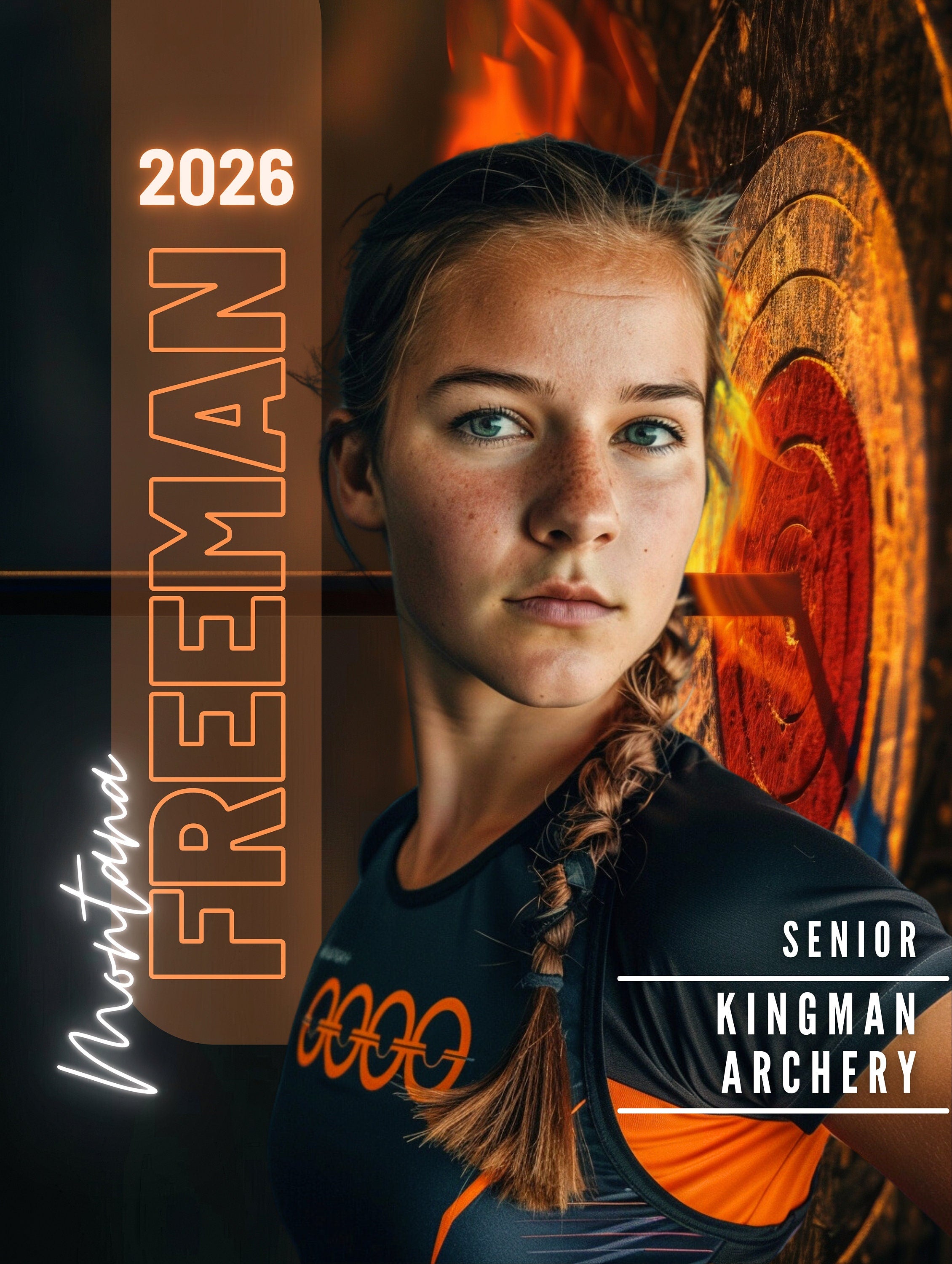 Fiery Target Archery Poster Template | Editable in Canva | 3:4