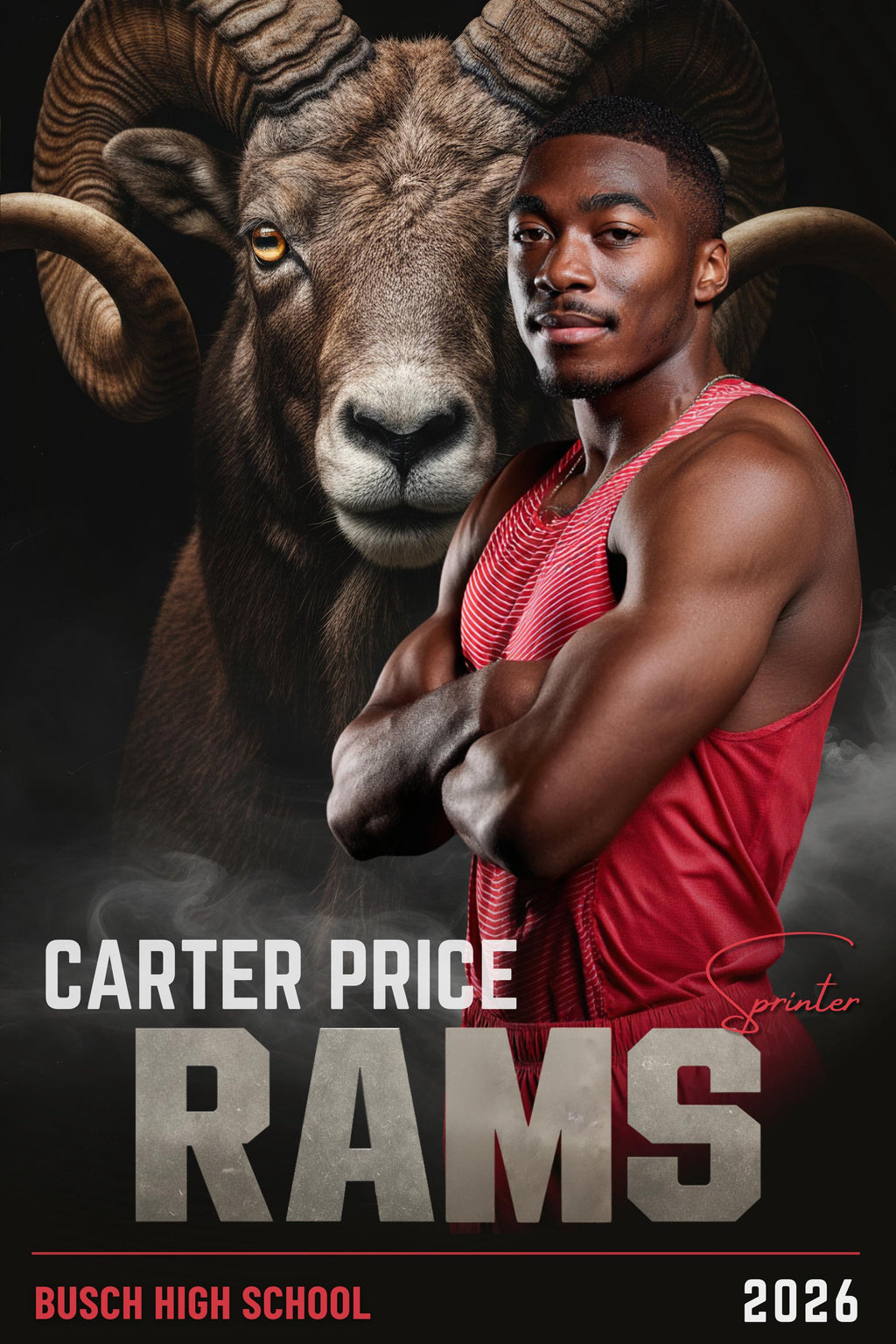 42 Mascot Backdrops Track & Field Poster Template | Editable in Photoshop | 2:3