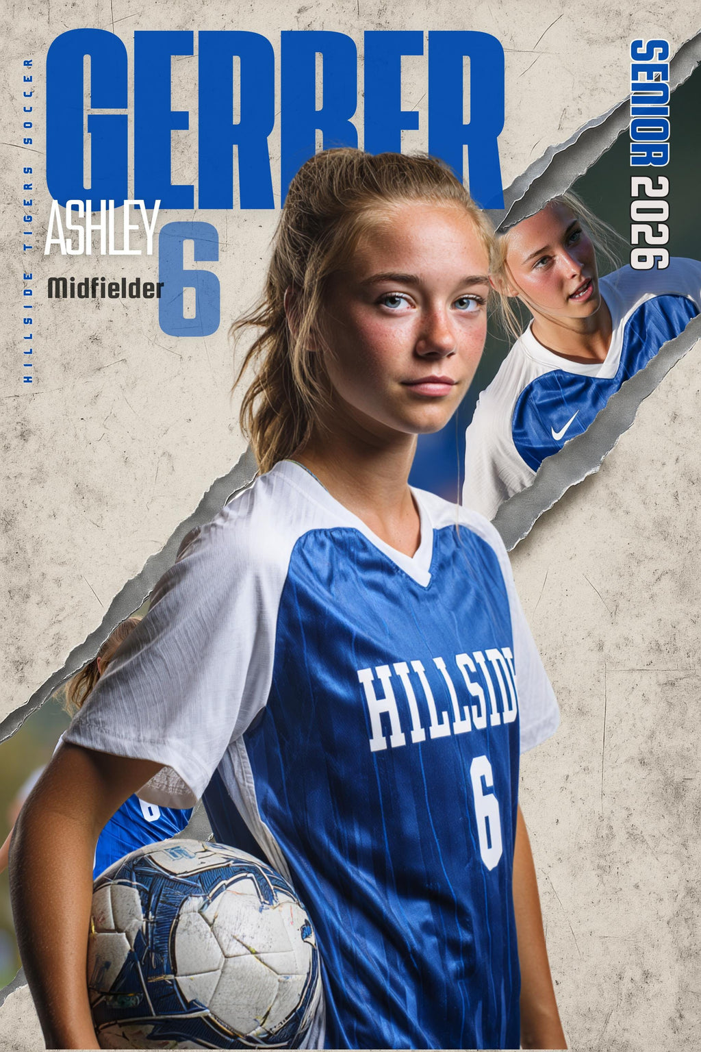 Torn Backdrop Soccer Poster Template | Editable in Canva | 2:3