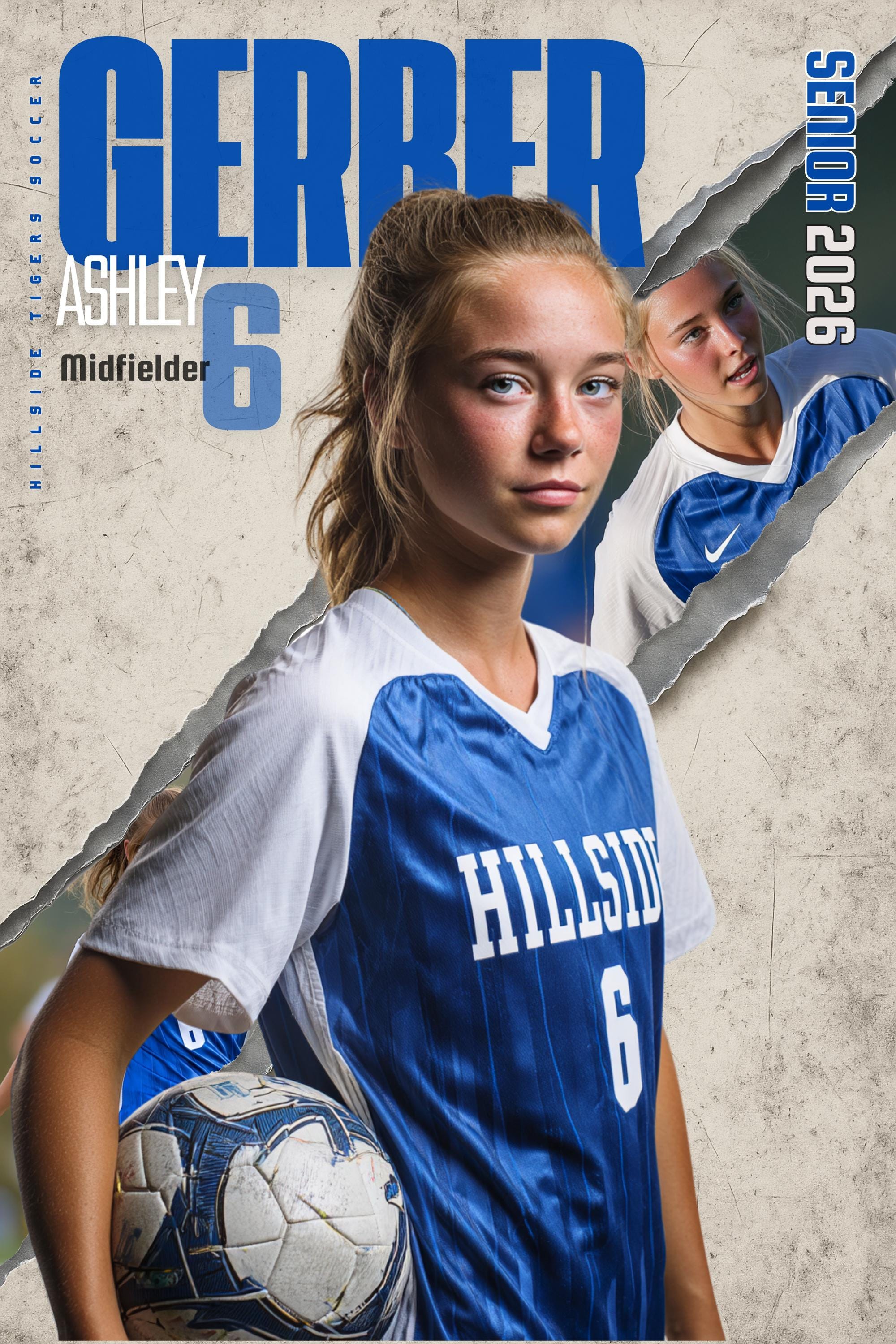 Torn Backdrop Soccer Poster Template | Editable in Canva | 2:3
