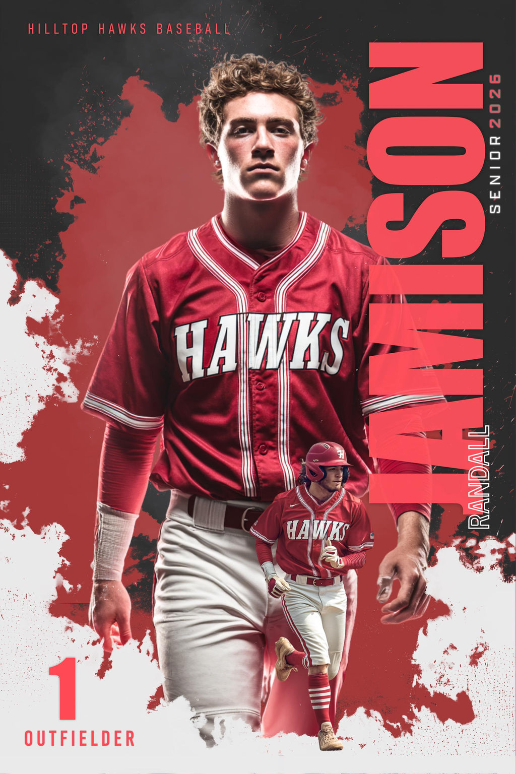 Color Splash Baseball Poster Template | Editable in Photoshop | 2:3