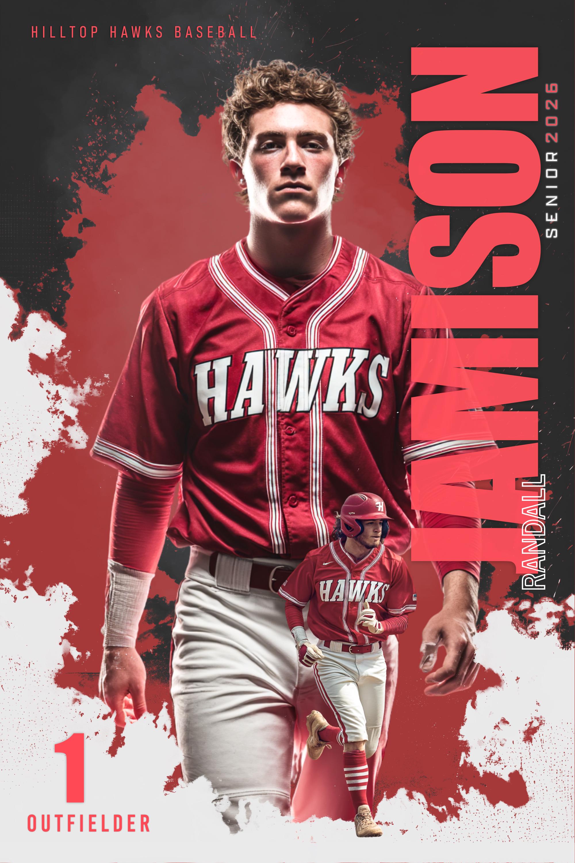 Color Splash Baseball Poster Template | Editable in Photoshop | 2:3
