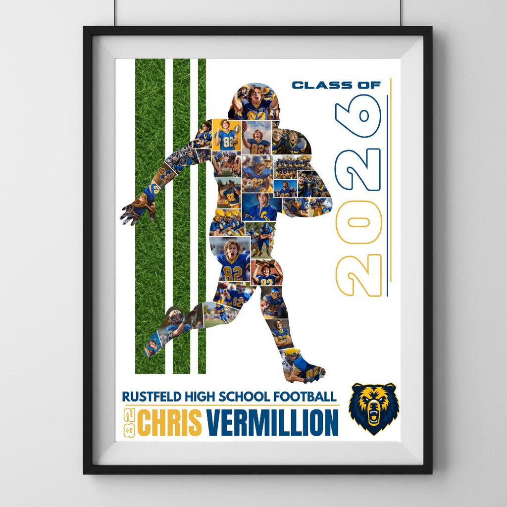 Football Photo Collage Template | Editable in Canva | 4:5 | Silhouette Style