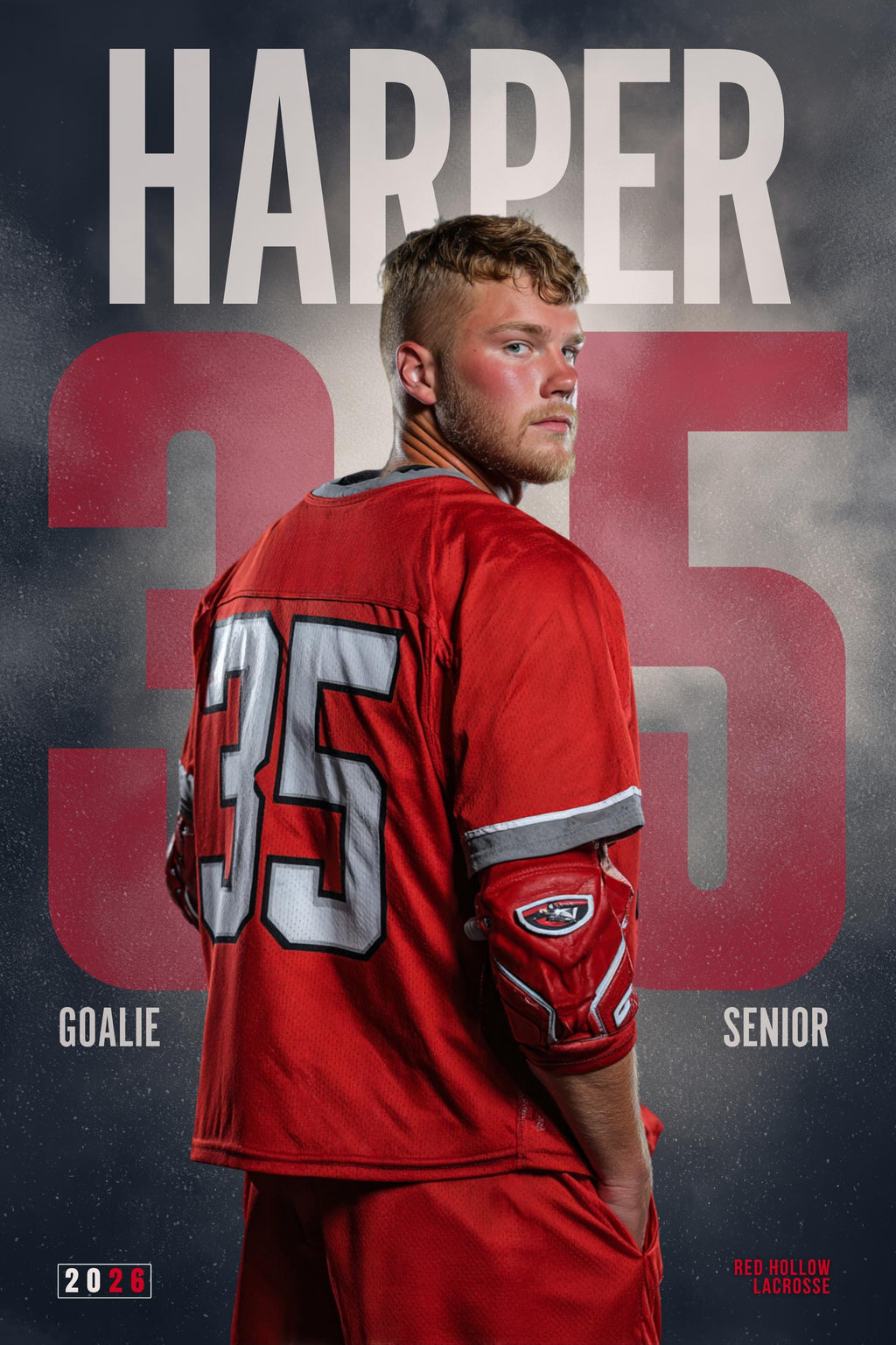 Oversized Number Lacrosse Poster Template | Editable in Canva | 2:3