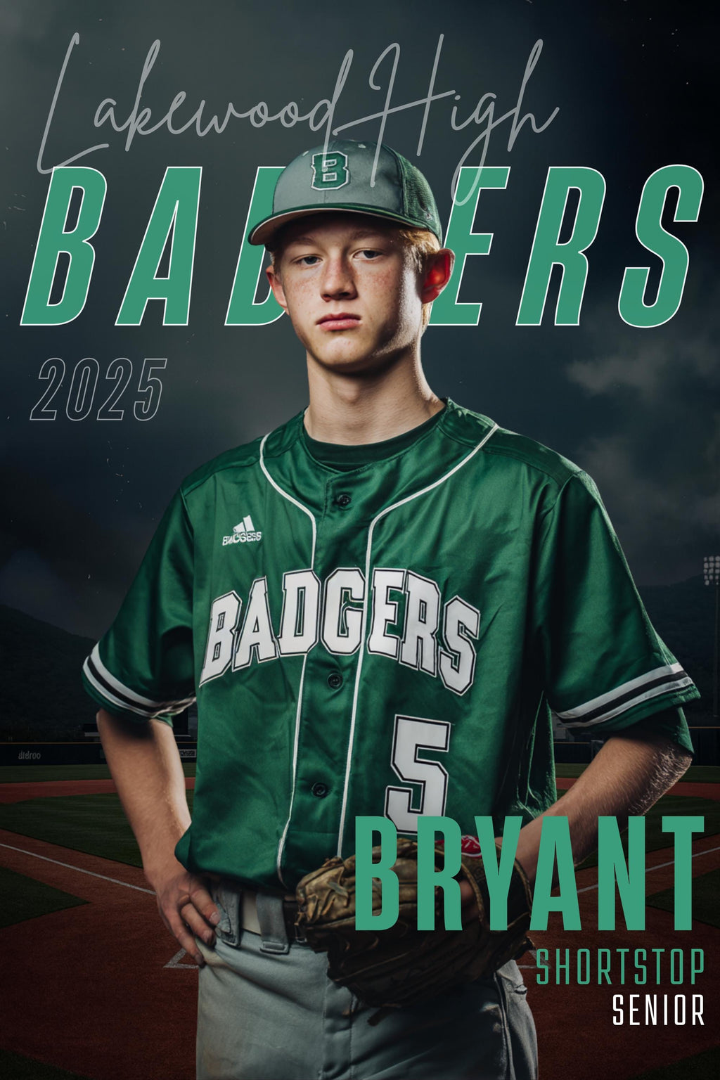 Moody Baseball Player Poster Template | Editable in Canva | 2:3