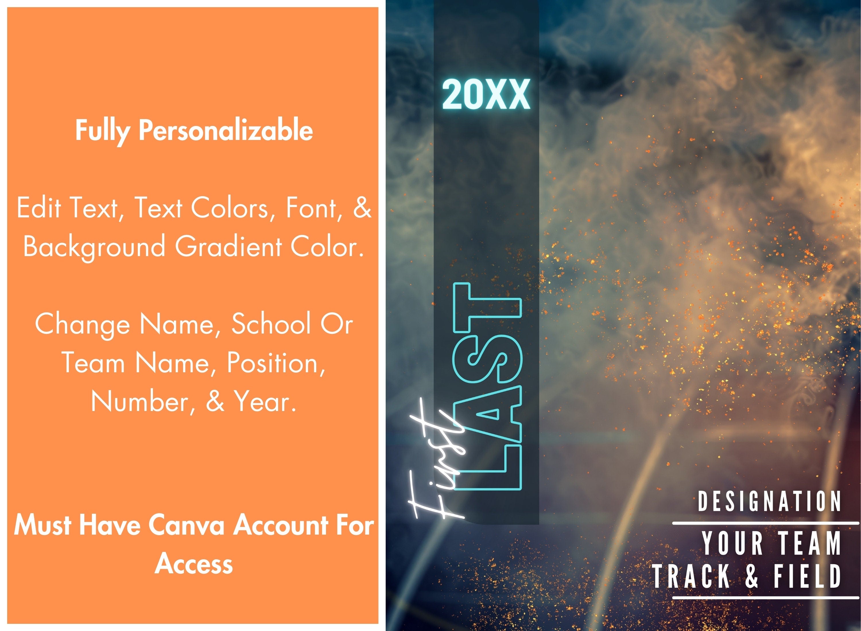 Track & Field Poster Template | Editable in Canva | 3:4 | Senior Banner, Player Poster, Memory Mate, Track Athlete Design