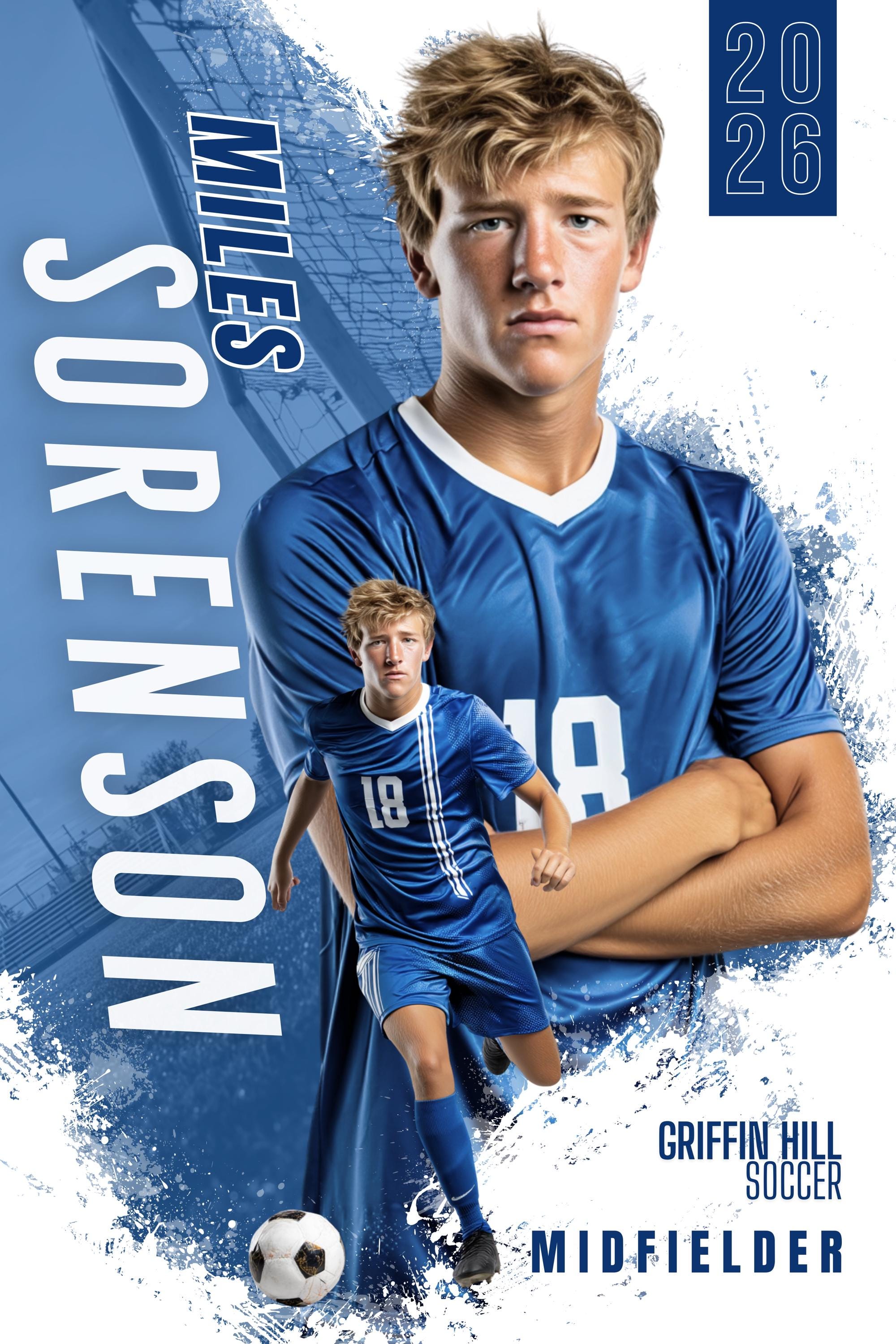 Textured Dual Photo Soccer Poster Template | Editable in Canva | 2:3