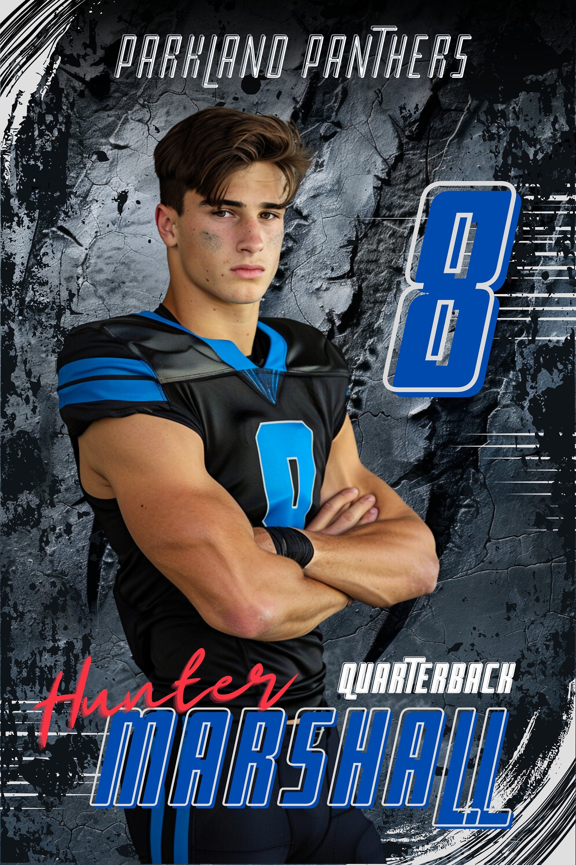 Jagged Claw Marks Football Poster Template | Editable in Canva | 2:3