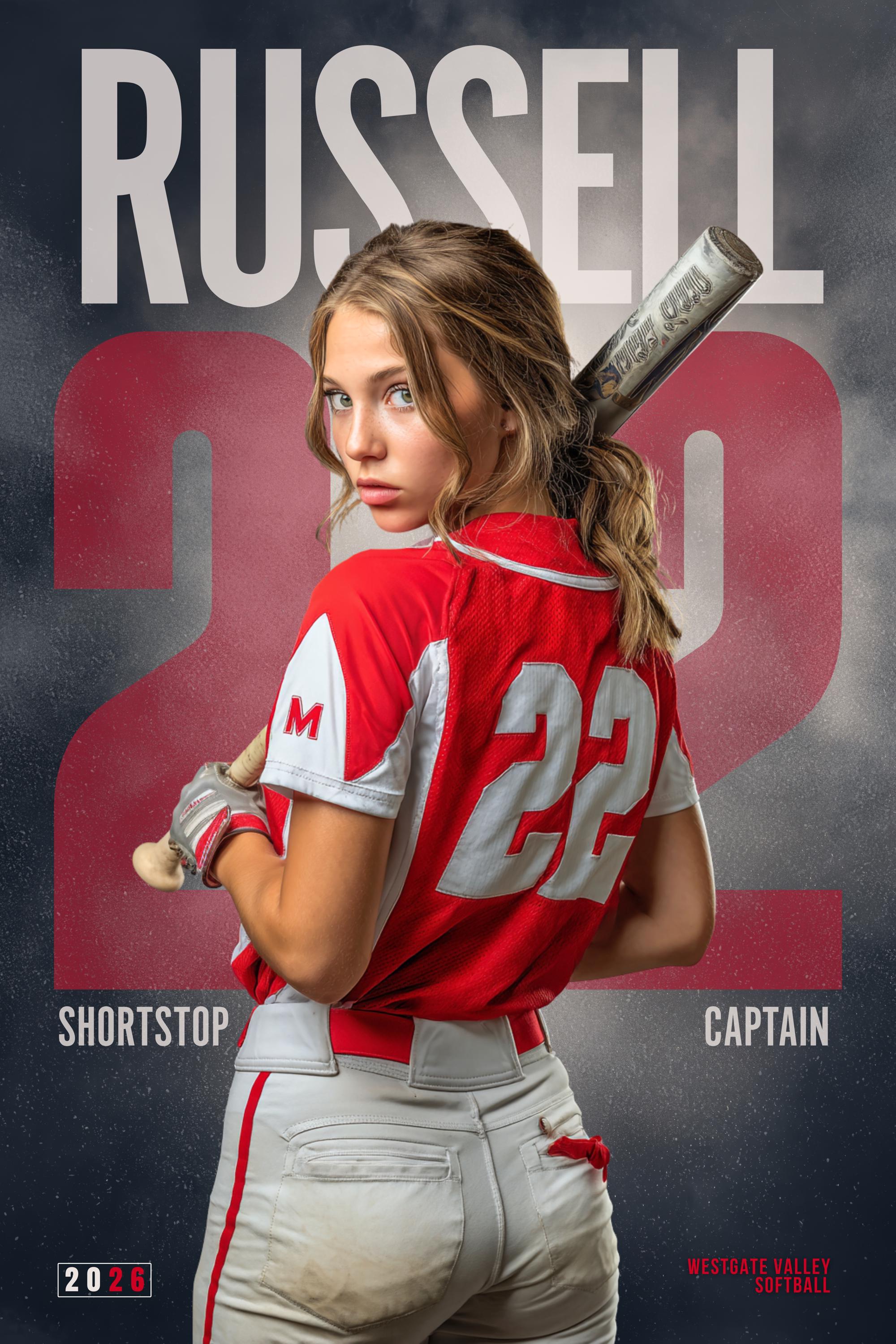 Oversized Number Softball Poster Template | Editable in Canva | 2:3
