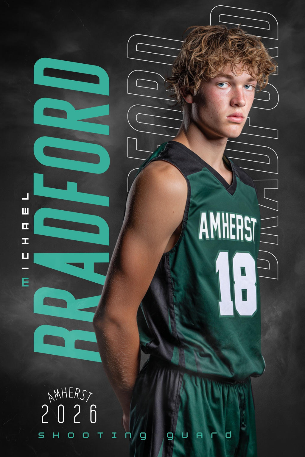 Repeating Name Basketball Poster Template | Editable in Canva | 2:3