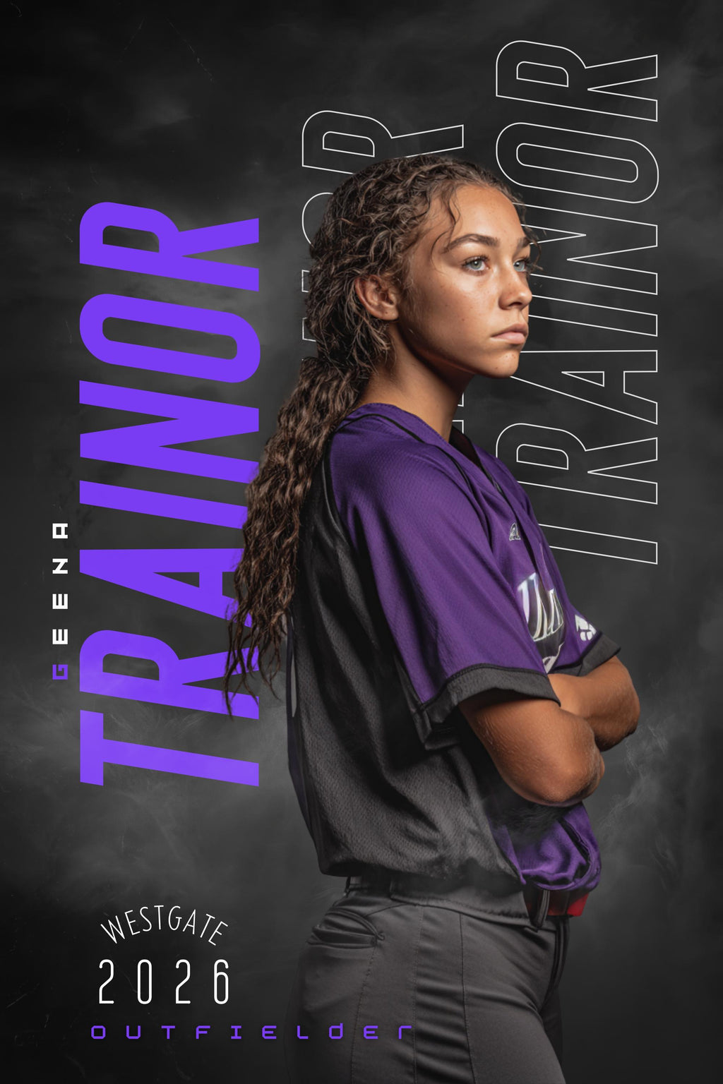 Repeating Name Softball Poster Template | Editable in Canva | 2:3