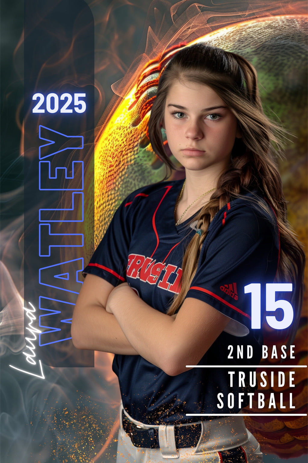 Fiery Softball Poster Template | Editable in Canva | 2:3