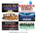 All sports team banner template bundle editable in Canva featuring multiple team poster styles and layouts