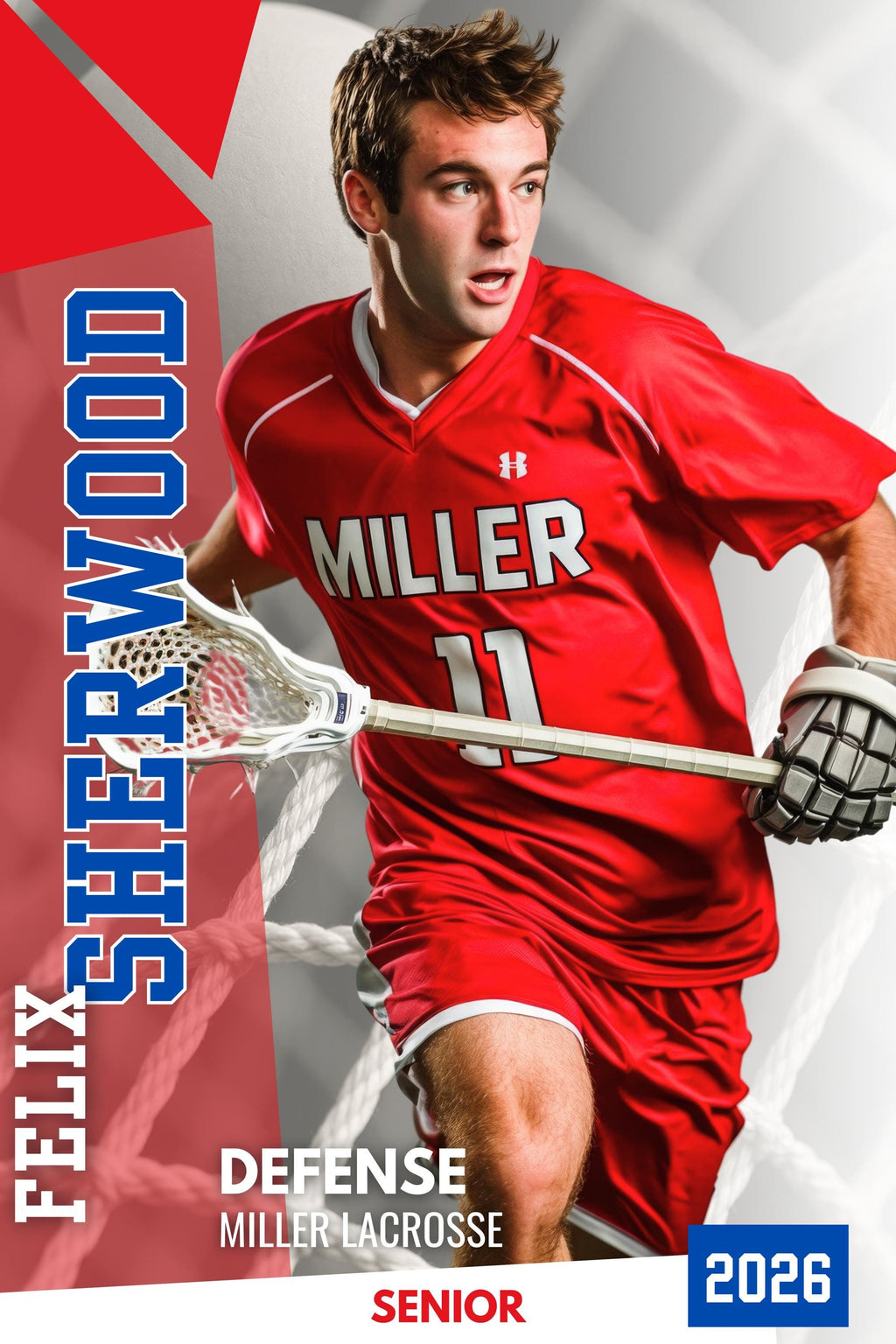 Net & Ball Lacrosse Poster Template | Editable in Canva | 2:3