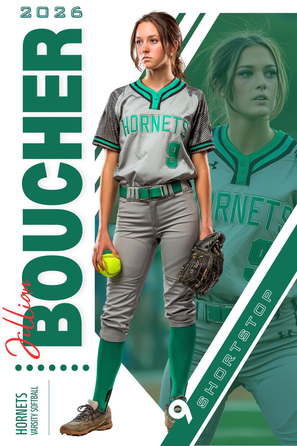 Dual Photo Softball Poster Template | Editable inside of Canva | 2:3