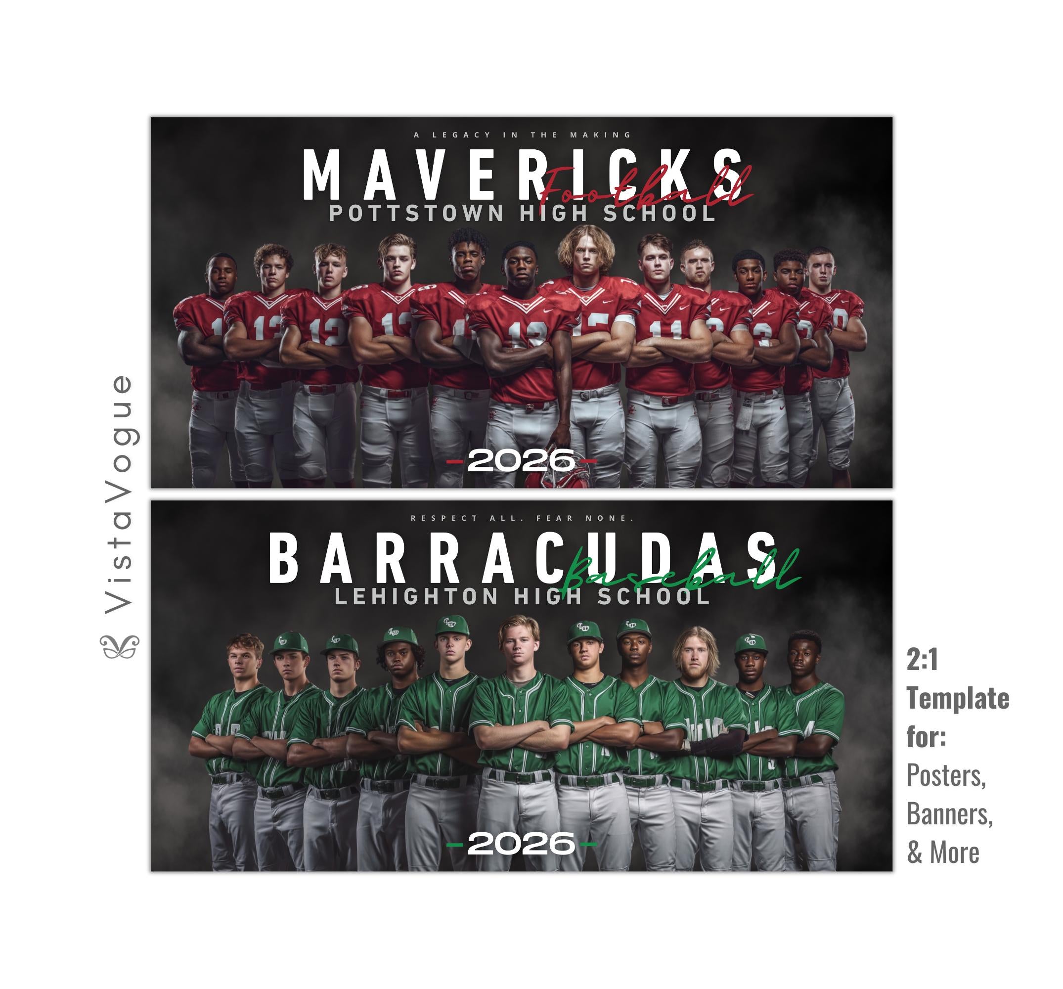9 Sports Banners Template Bundle | Editable in Canva | Team Banners, Senior Night Posters, Memory Mates, Multi-Sport Designs