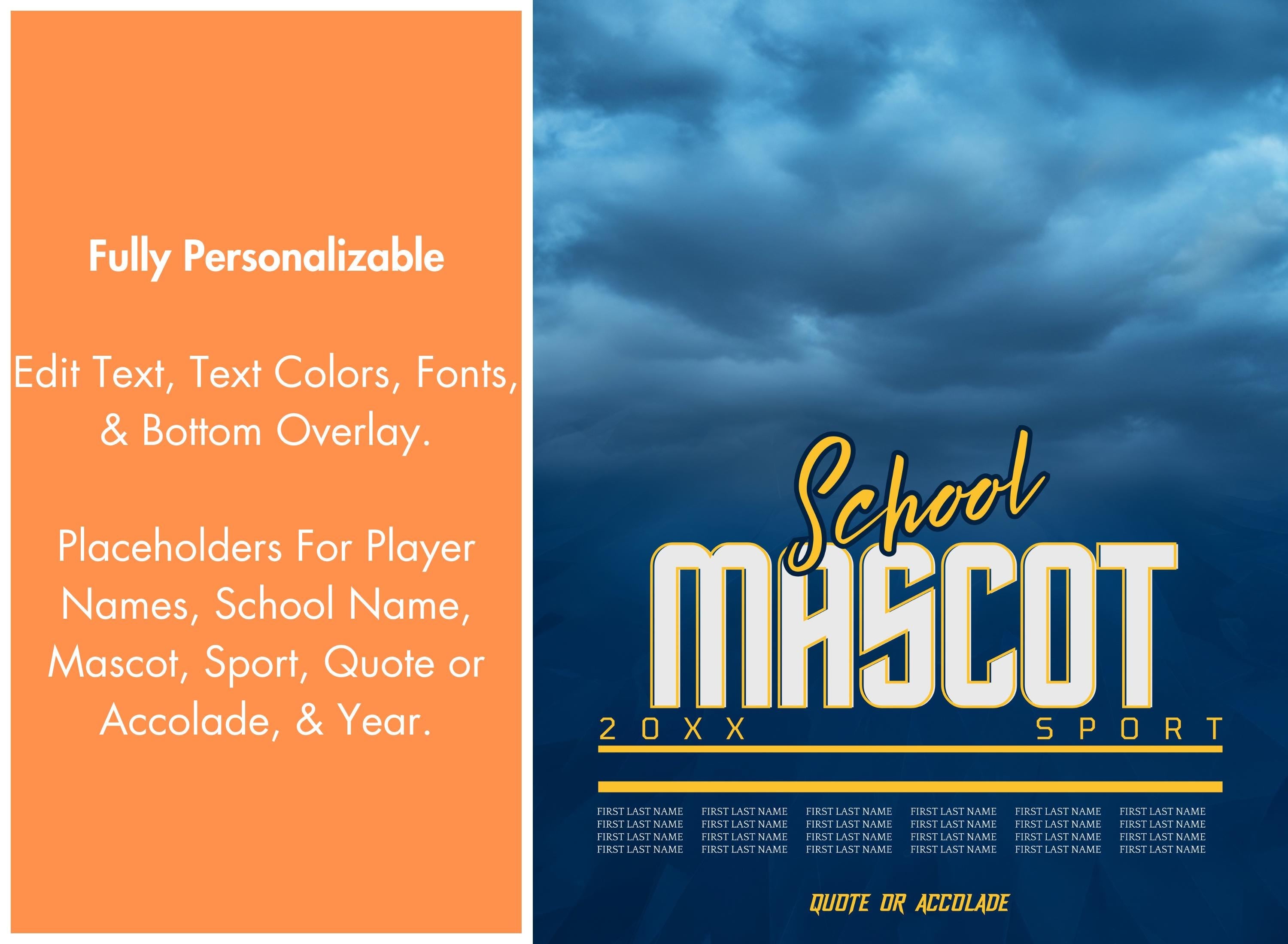 Epic Sky All Sports Team Poster Template | Editable in Canva | 4:5