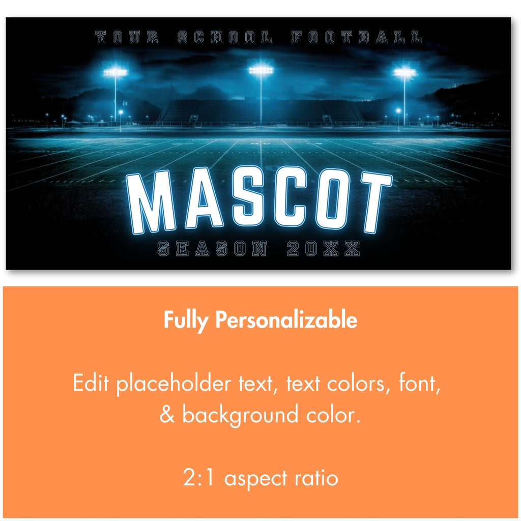 Neon Football Team Banner Template | Editable in Canva | 2:1