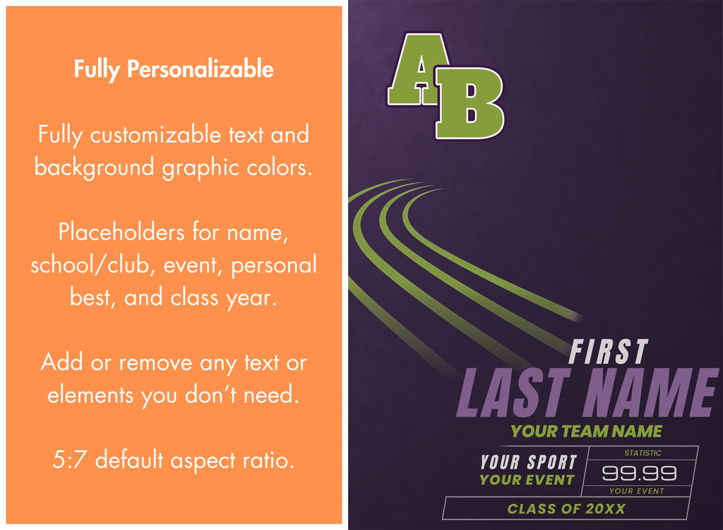 Track & Field Poster Photoshop Template | Motion Trail Design | 5:7