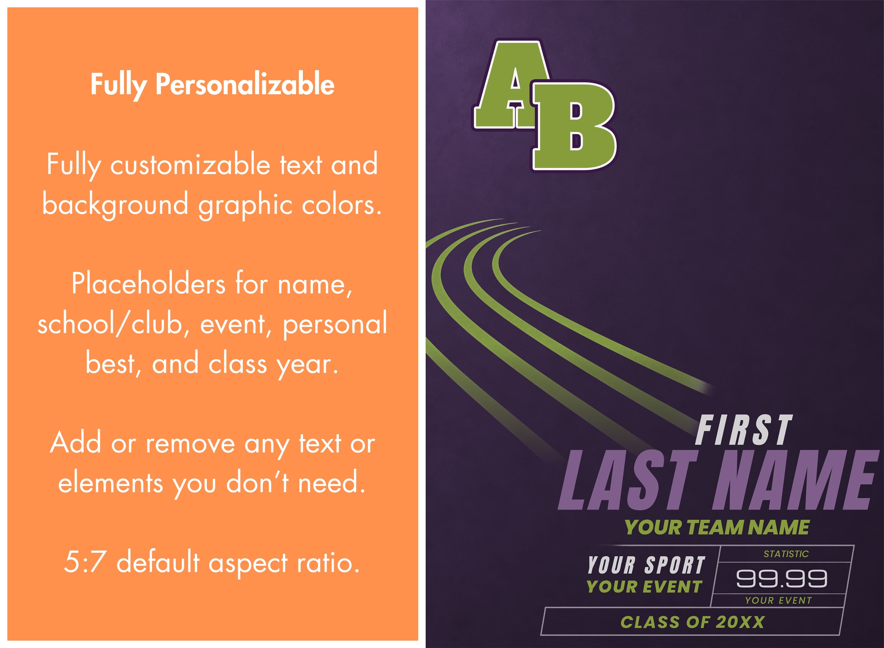 Track & Field Poster Photoshop Template | Motion Trail Design | 5:7