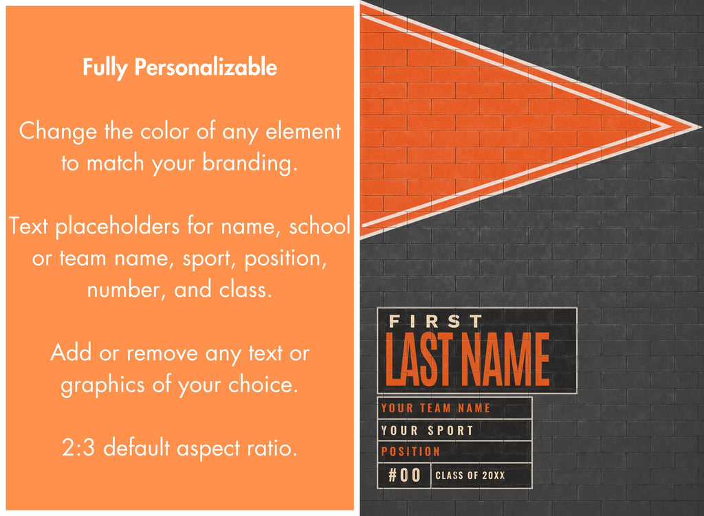 Baseball Poster Photoshop Template | Pennant Wall Design | 2:3