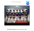 All-sports team banner template editable in Canva with glowing stadium lights and smoky dark backdrop behind a full team lineup and bold oversized team name typography