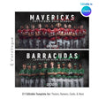 Universal sportstemplate editable in Canva with dark fog backdrop, wide team lineup design, and senior night poster layout for schools and sports teams