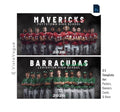 All sports team banner template for Photoshop with dark smoky backdrop, dramatic team lineup composition, and senior night sports banner layout
