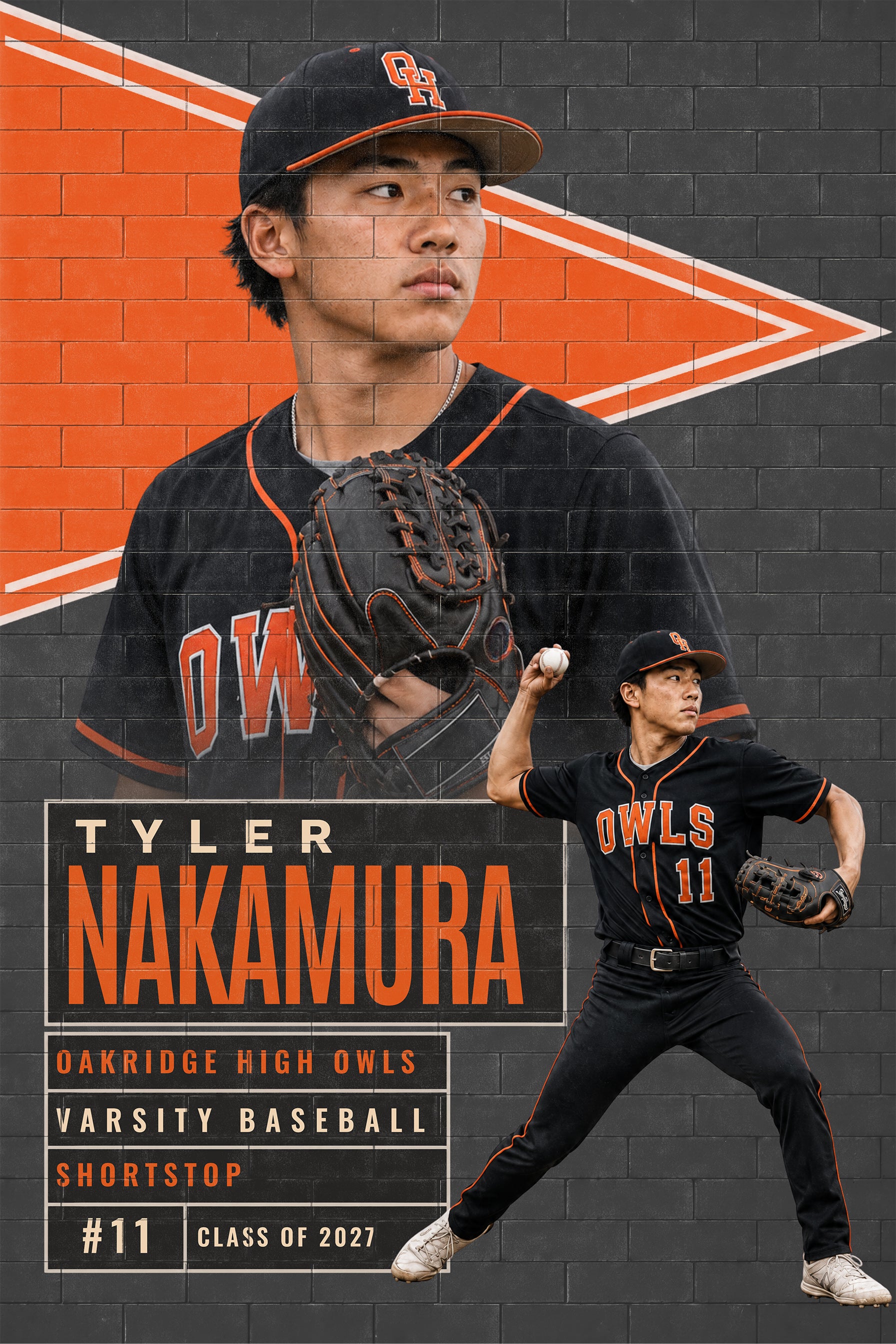 Baseball Poster Photoshop Template | Pennant Wall Design | 2:3