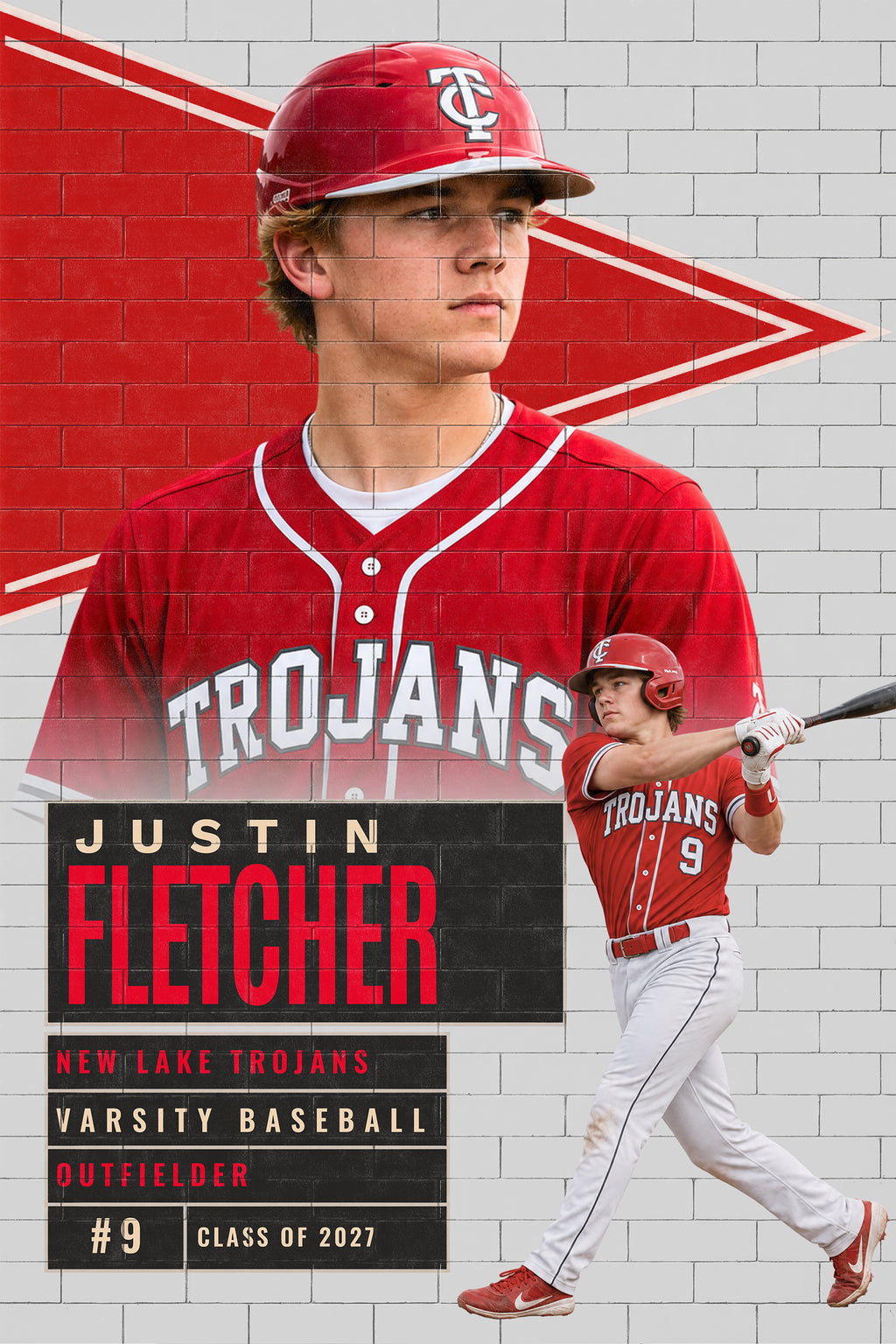Baseball Poster Photoshop Template | Pennant Wall Design | 2:3