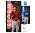 Editable baseball banner template with geometric sports poster design shown in Canva mockup