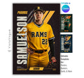 Baseball player banner template editable in Canva with clean modern graphics, bold vertical typography, and senior poster layout for sports photography designs