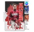 Baseball senior banner template editable in Canva with grunge burst background, layered athlete action poses, and high-impact sports poster design