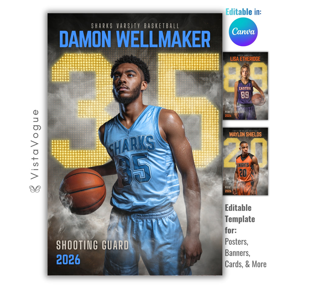 Basketball Poster Template | Editable in Canva | 2:3 | Scoreboard Style