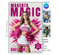 Cheer senior banner template editable in Canva with vibrant paint burst background, bold typography, and customizable cheerleader poster design for senior night graphics
