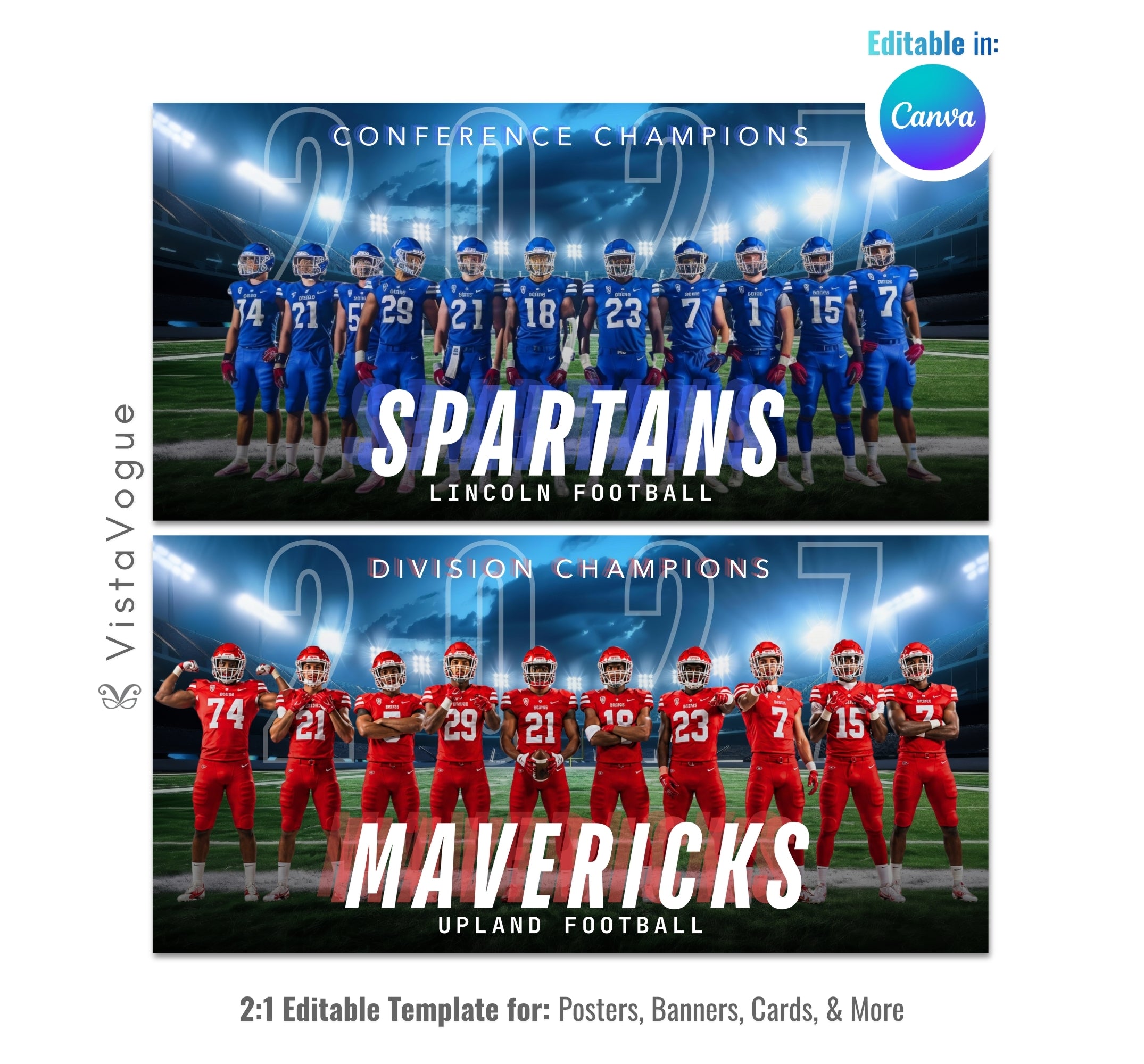 9 Sports Banners Template Bundle | Editable in Canva | Team Banners, Senior Night Posters, Memory Mates, Multi-Sport Designs
