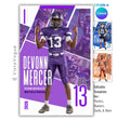 Football senior banner template editable in Canva with angled action photo collage, layered athlete images, and customizable sports poster design for senior night graphics