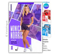 Golf trading card and poster template editable in Canva with multi-photo action collage arranged in bold diagonal purple panel layout around the athlete
