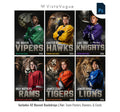 Hockey sports card and poster template editable in Photoshop with realistic mascot animal backdrop paired with the athlete and bold team name typography
