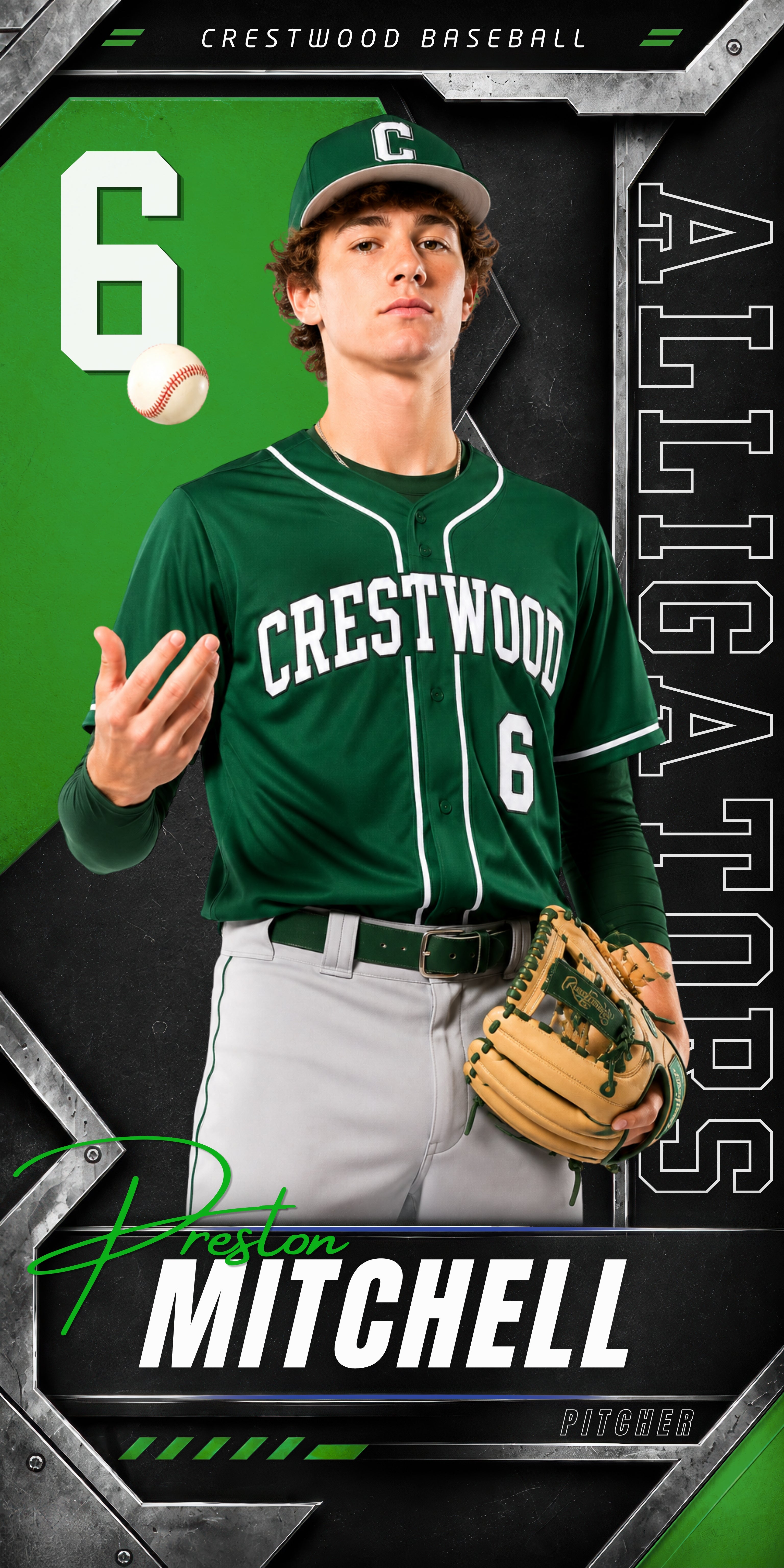 Metallic Baseball Banner Template | Editable in Canva | 1:2