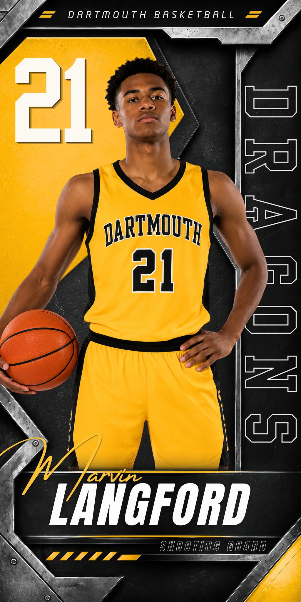 Metallic Basketball Banner Template | Editable in Canva | 1:2