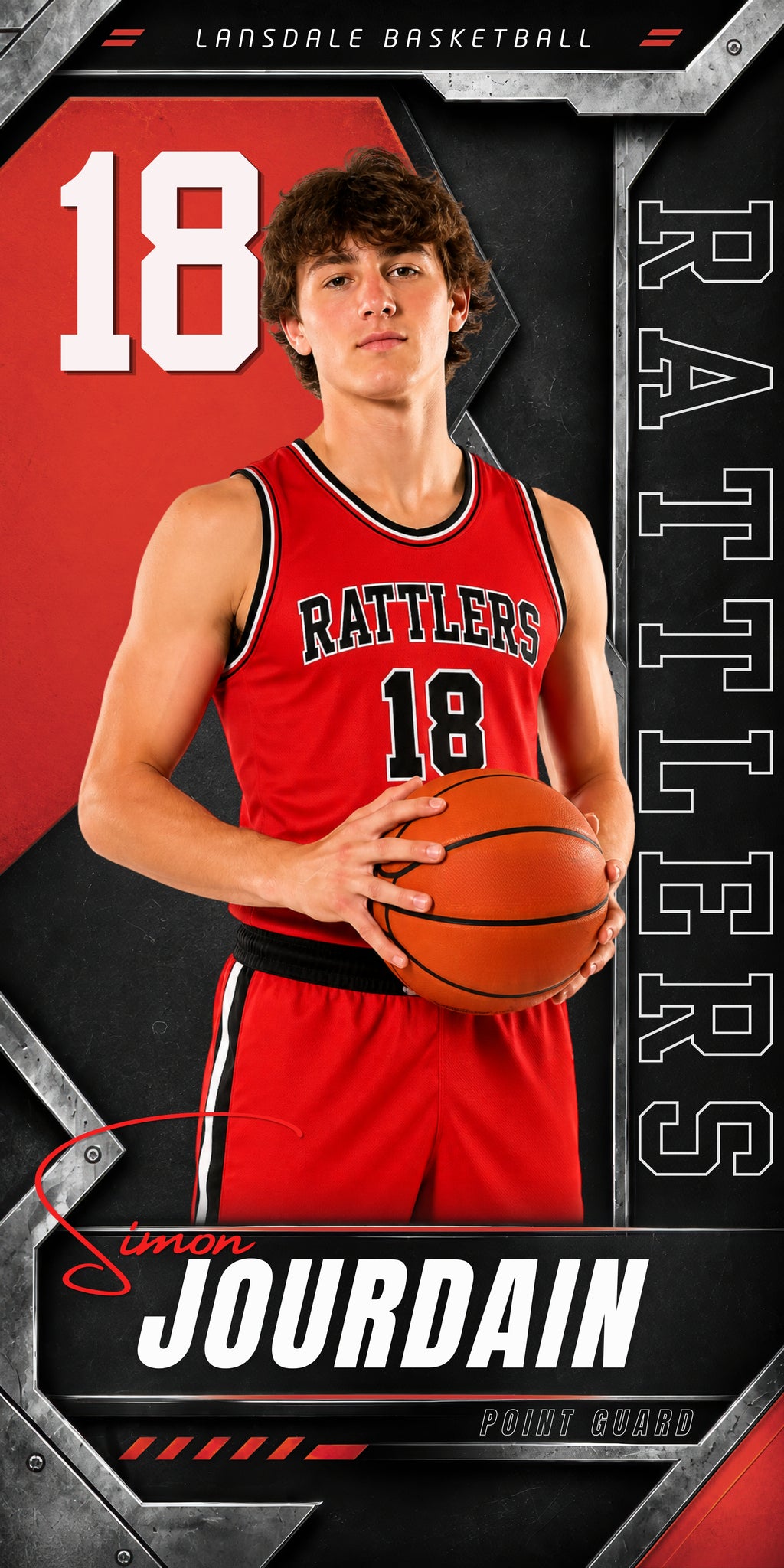 Metallic Basketball Banner Template | Editable in Canva | 1:2