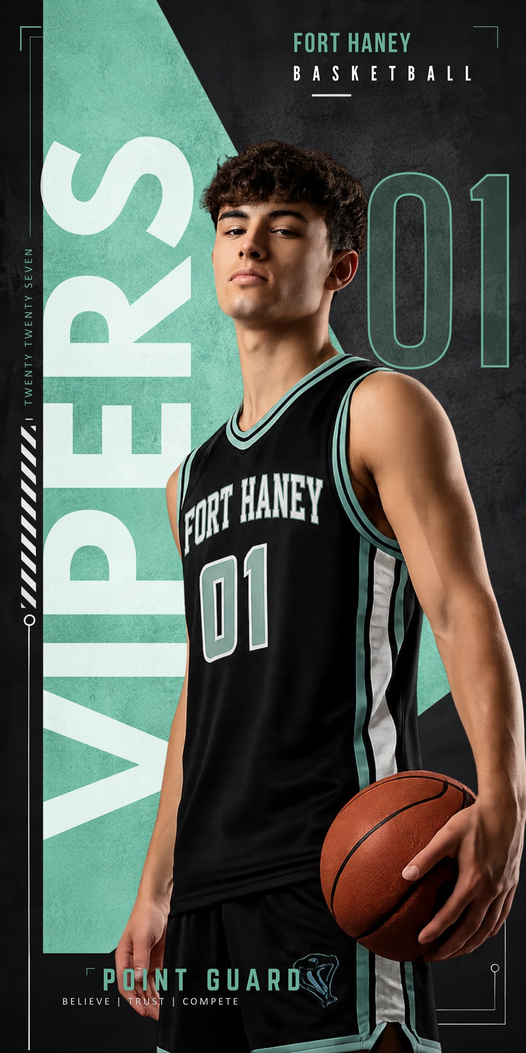 Geometric Basketball Banner Template | Editable in Canva | 1:2