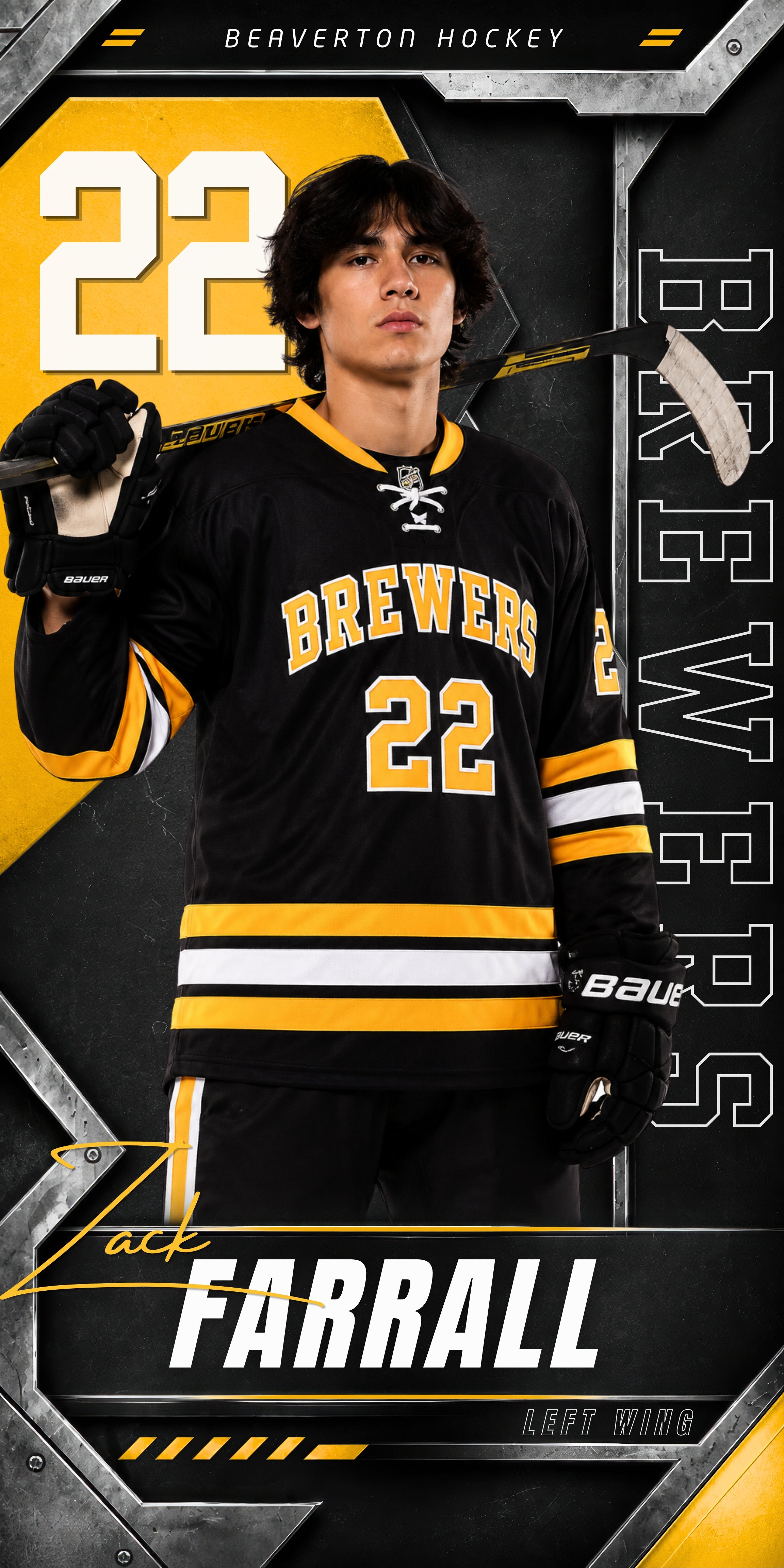 Metallic Hockey Banner Template | Editable in Canva | 1:2