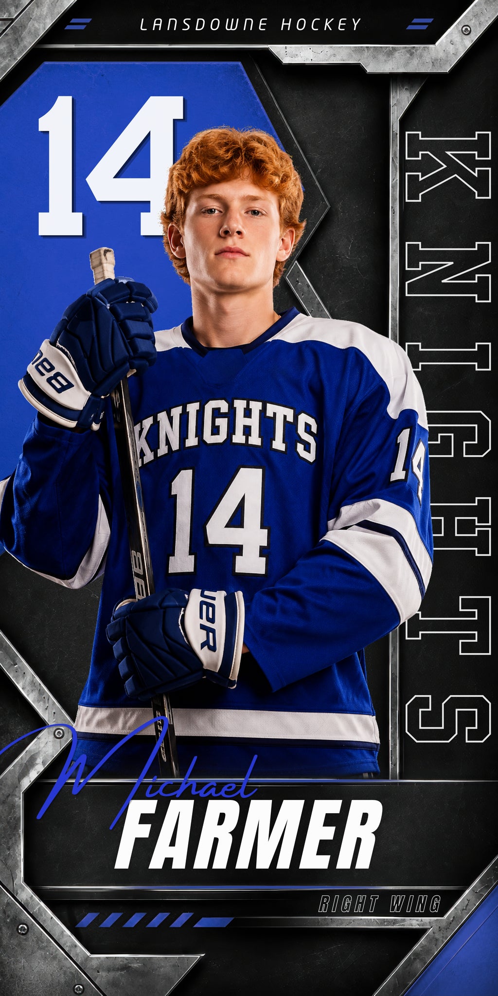 Metallic Hockey Banner Template | Editable in Canva | 1:2