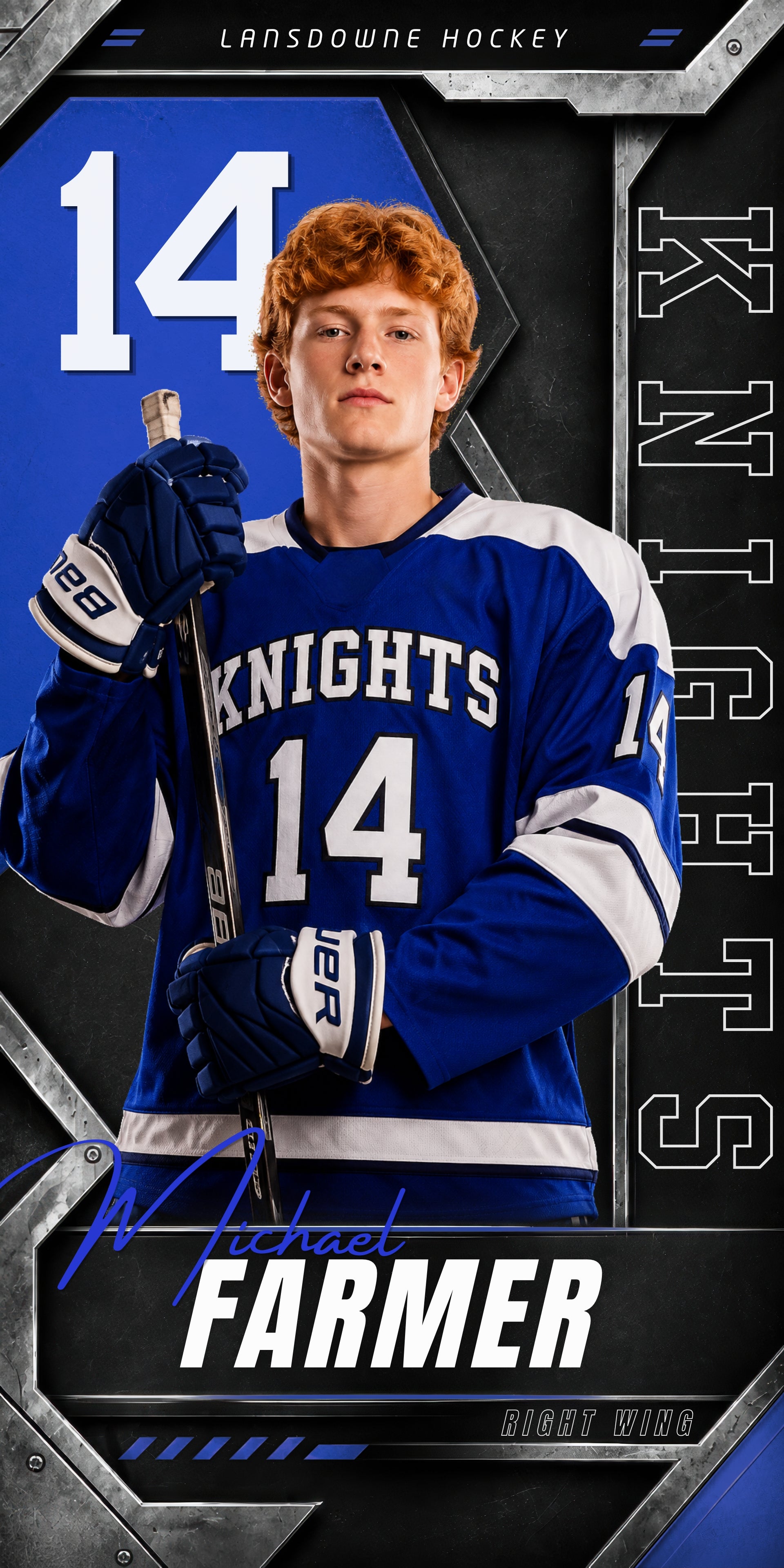 Metallic Hockey Banner Template | Editable in Canva | 1:2